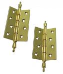 Solid polished Brass Decorative Finial Cabinet Door Butt Hinges (No.85-102mm)